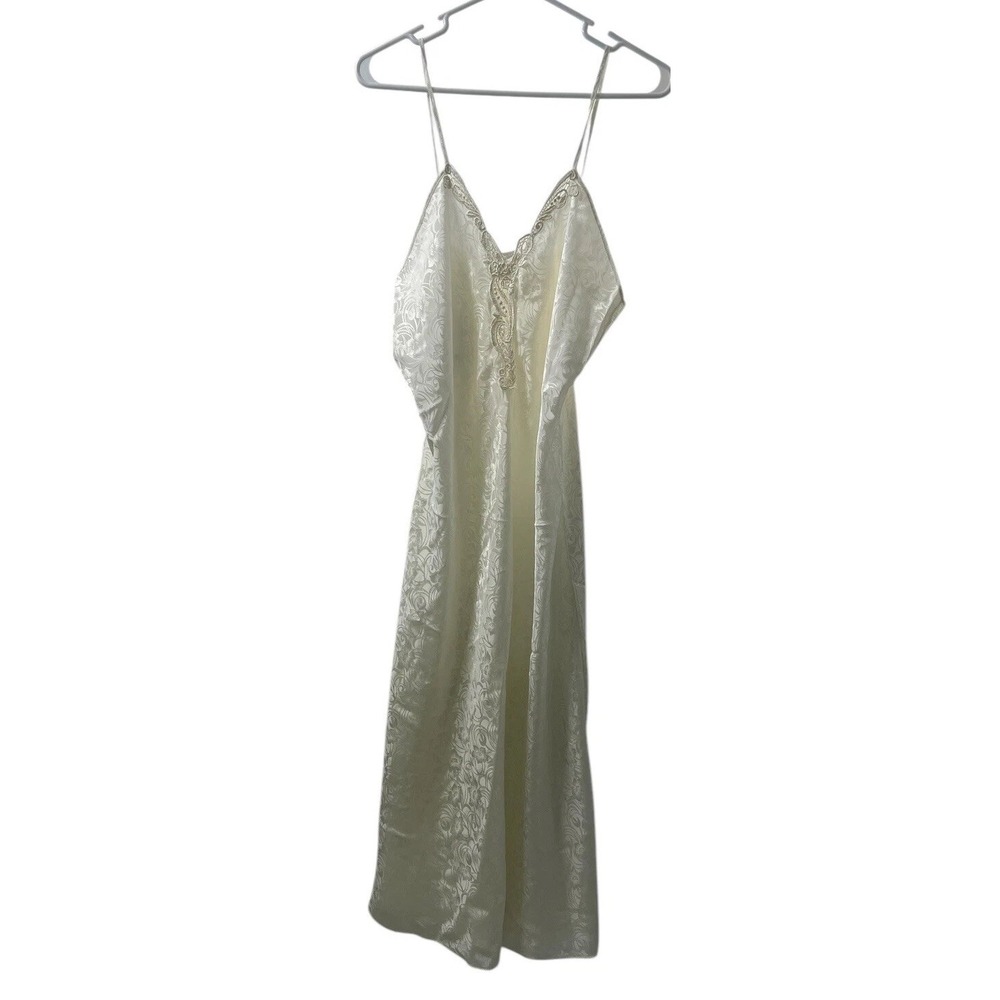 Maiden form Nightgown Damask Lace Penior Size Large Ivory Vintage